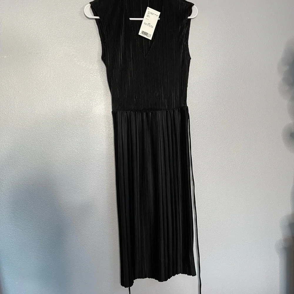 MNG Mango pleated Black Midi Party Dress Size 4 NWT - Picture 5 of 16